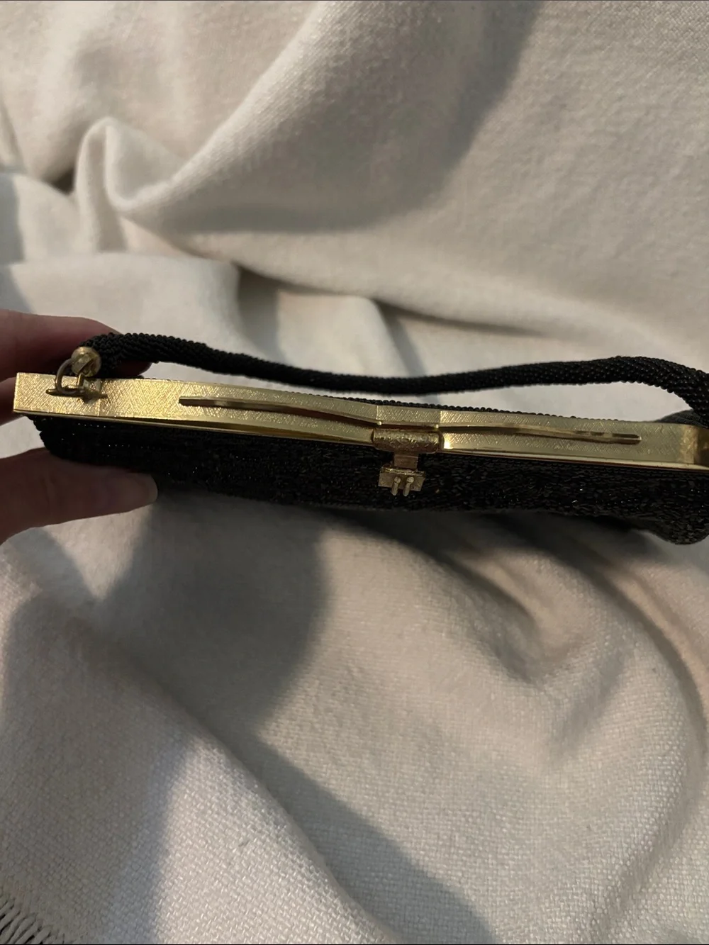 Vintage beaded black clutch